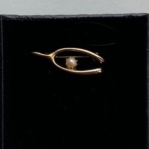 Vintage Wishbone Pin Gold-Tone